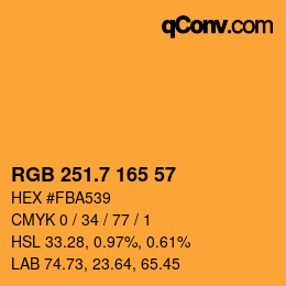 カラーコード: RGB 251.7 165 57 | qconv.com