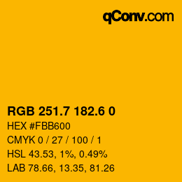 カラーコード: RGB 251.7 182.6 0 | qconv.com