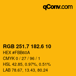 カラーコード: RGB 251.7 182.6 10 | qconv.com