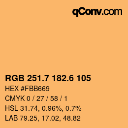 カラーコード: RGB 251.7 182.6 105 | qconv.com