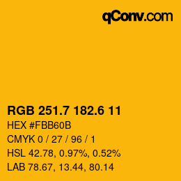 カラーコード: RGB 251.7 182.6 11 | qconv.com