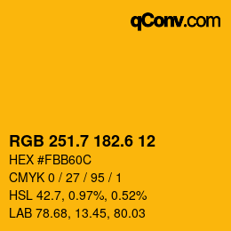 カラーコード: RGB 251.7 182.6 12 | qconv.com