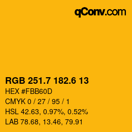カラーコード: RGB 251.7 182.6 13 | qconv.com
