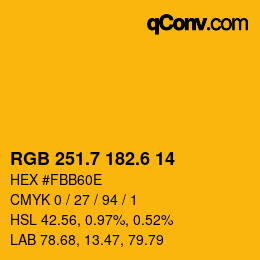 カラーコード: RGB 251.7 182.6 14 | qconv.com