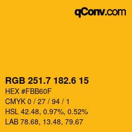 カラーコード: RGB 251.7 182.6 15 | qconv.com