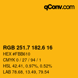 カラーコード: RGB 251.7 182.6 16 | qconv.com