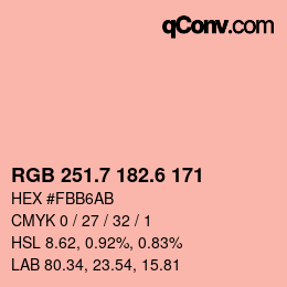 カラーコード: RGB 251.7 182.6 171 | qconv.com