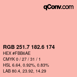 カラーコード: RGB 251.7 182.6 174 | qconv.com