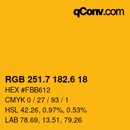 カラーコード: RGB 251.7 182.6 18 | qconv.com