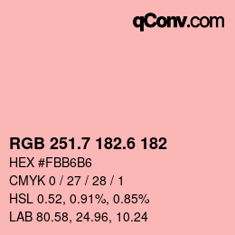 カラーコード: RGB 251.7 182.6 182 | qconv.com
