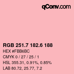 カラーコード: RGB 251.7 182.6 188 | qconv.com