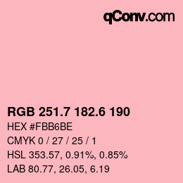カラーコード: RGB 251.7 182.6 190 | qconv.com