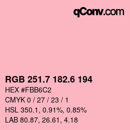 カラーコード: RGB 251.7 182.6 194 | qconv.com