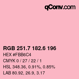 カラーコード: RGB 251.7 182.6 196 | qconv.com