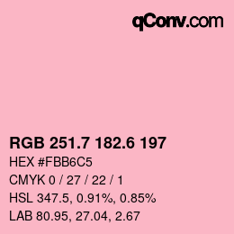 カラーコード: RGB 251.7 182.6 197 | qconv.com