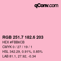 カラーコード: RGB 251.7 182.6 203 | qconv.com