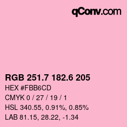カラーコード: RGB 251.7 182.6 205 | qconv.com