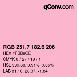 カラーコード: RGB 251.7 182.6 206 | qconv.com