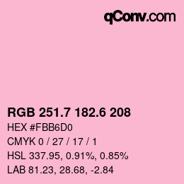 カラーコード: RGB 251.7 182.6 208 | qconv.com