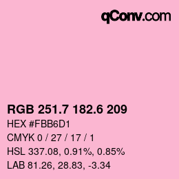 カラーコード: RGB 251.7 182.6 209 | qconv.com