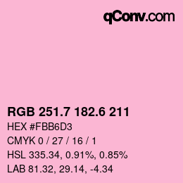 カラーコード: RGB 251.7 182.6 211 | qconv.com