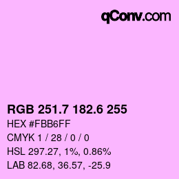 カラーコード: RGB 251.7 182.6 255 | qconv.com