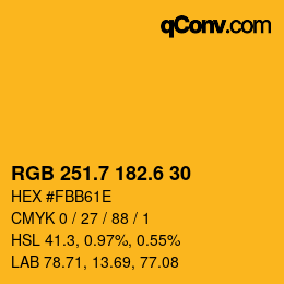 カラーコード: RGB 251.7 182.6 30 | qconv.com