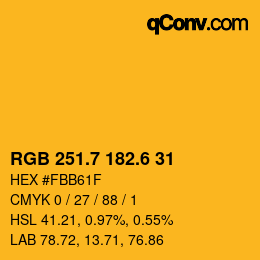 カラーコード: RGB 251.7 182.6 31 | qconv.com