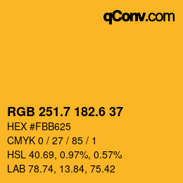 カラーコード: RGB 251.7 182.6 37 | qconv.com