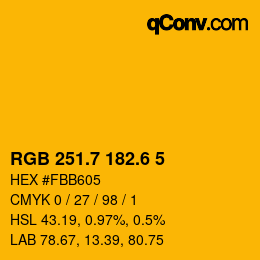 カラーコード: RGB 251.7 182.6 5 | qconv.com