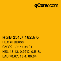 カラーコード: RGB 251.7 182.6 6 | qconv.com