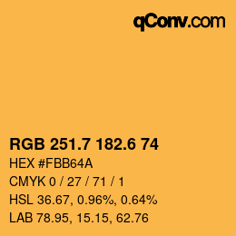 カラーコード: RGB 251.7 182.6 74 | qconv.com