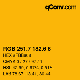 カラーコード: RGB 251.7 182.6 8 | qconv.com