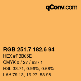 カラーコード: RGB 251.7 182.6 94 | qconv.com