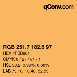 カラーコード: RGB 251.7 182.6 97 | qconv.com