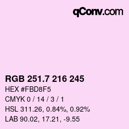 カラーコード: RGB 251.7 216 245 | qconv.com