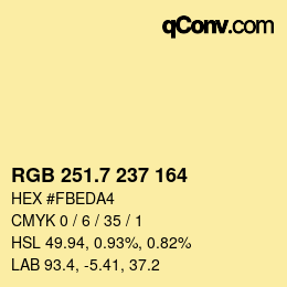 カラーコード: RGB 251.7 237 164 | qconv.com
