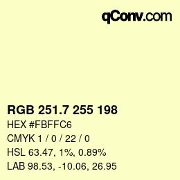 カラーコード: RGB 251.7 255 198 | qconv.com