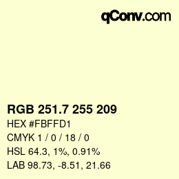 カラーコード: RGB 251.7 255 209 | qconv.com