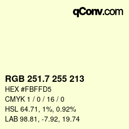 カラーコード: RGB 251.7 255 213 | qconv.com