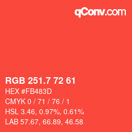 カラーコード: RGB 251.7 72 61 | qconv.com