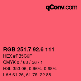 カラーコード: RGB 251.7 92.6 111 | qconv.com