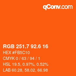 カラーコード: RGB 251.7 92.6 16 | qconv.com