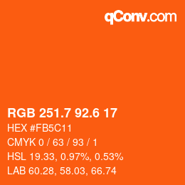 カラーコード: RGB 251.7 92.6 17 | qconv.com