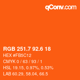 カラーコード: RGB 251.7 92.6 18 | qconv.com