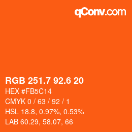 カラーコード: RGB 251.7 92.6 20 | qconv.com