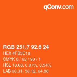 カラーコード: RGB 251.7 92.6 24 | qconv.com
