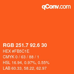 カラーコード: RGB 251.7 92.6 30 | qconv.com