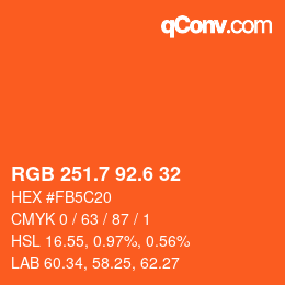 カラーコード: RGB 251.7 92.6 32 | qconv.com