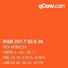 カラーコード: RGB 251.7 92.6 36 | qconv.com